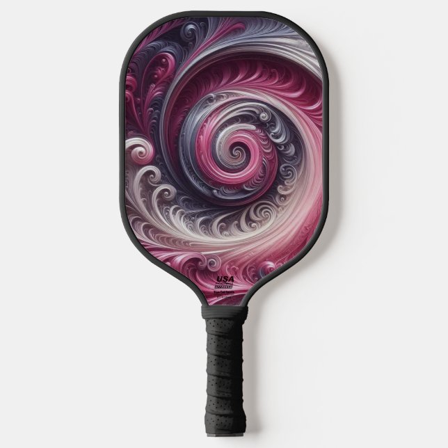 Modern Abstract Simple Swirling Pink and Purple Pickleball Paddle (Front)