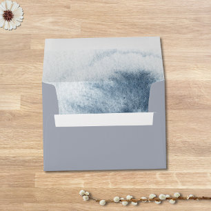 Modern Abstract Slate Blue Grey Mist Watercolor Envelope