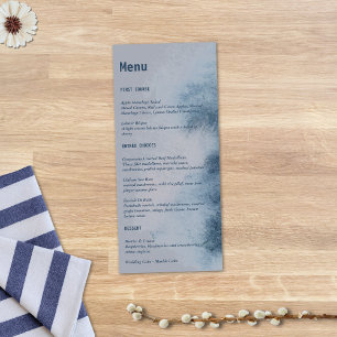 Modern Abstract Slate Blue Grey Mist Watercolor Menu