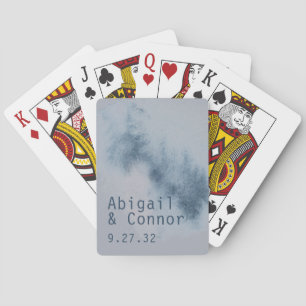 Modern Abstract Slate Blue Grey Mist Watercolor Playing Cards