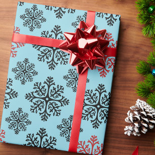 Modern Abstract Snowflake Pattern Christmas Wrapping Paper