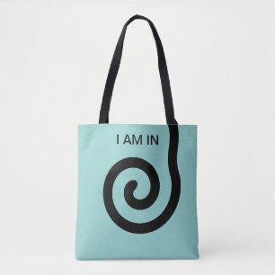 Modern Abstract Spiral on Light Teal Tote Bag