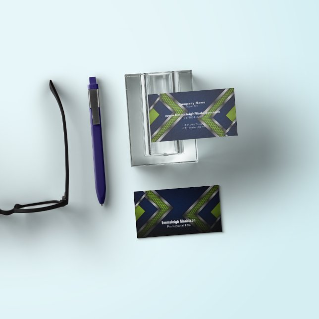 Modern Abstract Sporty Design | Blue Green Business Card (Creator Uploaded)