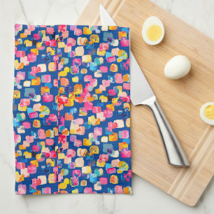 Modern Abstract Square Pattern Tea Towel