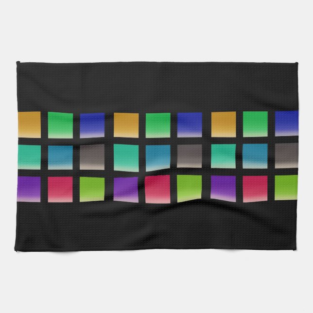 Modern Abstract Squares Pattern Tea Towel (Horizontal)