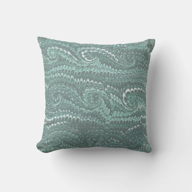 Modern Abstract Steel Blue Swirls Marble Pattern Cushion (Front)