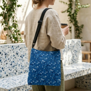 Modern Abstract Stone Blue Terrazzo Pattern Crossbody Bag