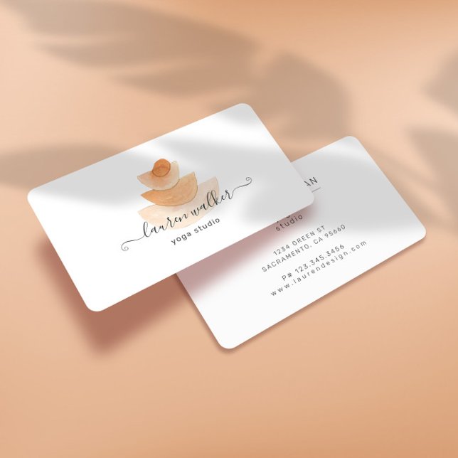 Modern Abstract Stone Pyramid Yoga Studio Business Card (Creator Uploaded)