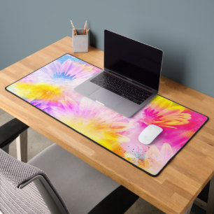 MODERN ABSTRACT SUNFLOWER WATERCOLOR DESK MAT