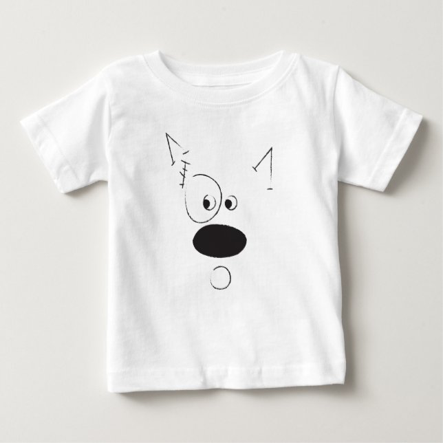 Modern Abstract Surprised Dog Face Baby T-Shirt (Front)