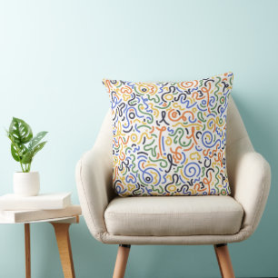 Modern Abstract Swirl Throw Pillow - Colourful Nur