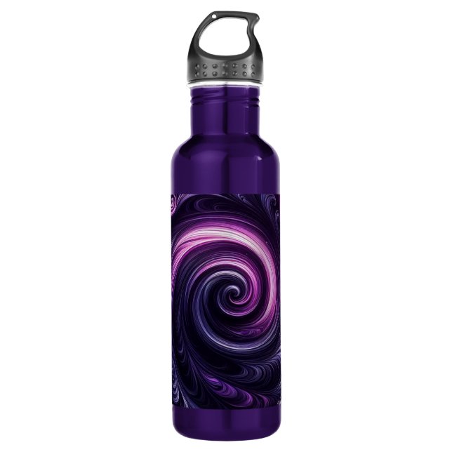 Modern Abstract Swirling Dark Purple  710 Ml Water Bottle (Front)