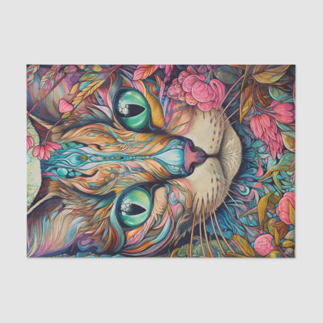 Modern Abstract Tabby Cat Tissue Paper (Front)