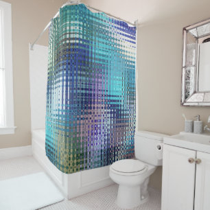 Modern Abstract Teal and Purple Pattern Shower Curtain