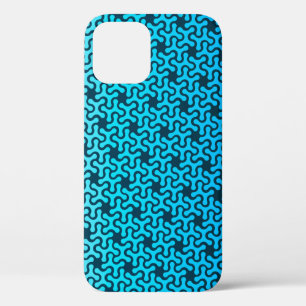 Modern Abstract Teal Geometric Puzzle Pattern iPhone 12 Pro Case