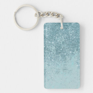 Modern abstract teal glitter blush tones marble key ring