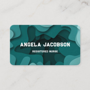 Modern Abstract Teal Registered Nurse Business Card