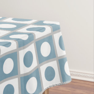 Modern Abstract Teal & White Tablecloth