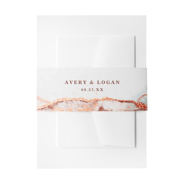 Modern Abstract Terra Cotta Fall Wedding Invitation Belly Band (Front Example)