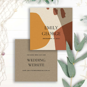 MODERN ABSTRACT TERRACOTTA ART WEDDING WEBSITE SQUARE BUSINESS CARD