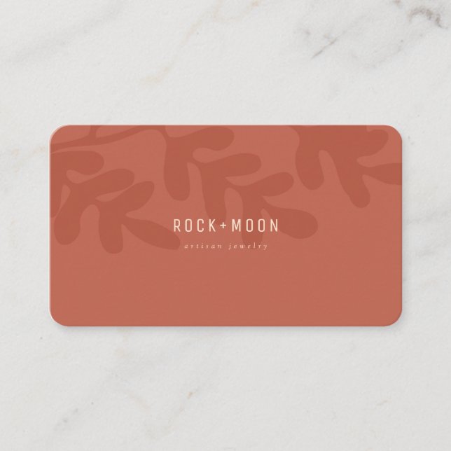Modern Abstract Terracotta Brown Botanical Leaves Business Card (Front)