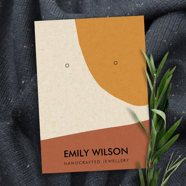 MODERN ABSTRACT TERRACOTTA RED ART EARRING DISPLAY BUSINESS CARD (Creator Uploaded)