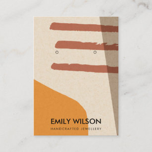 MODERN ABSTRACT TERRACOTTA RED ART EARRING DISPLAY BUSINESS CARD