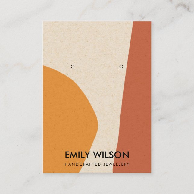 MODERN ABSTRACT TERRACOTTA RED ART EARRING DISPLAY BUSINESS CARD (Front)