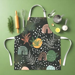 Modern Abstract Terrazzo & Botanical Collage Apron
