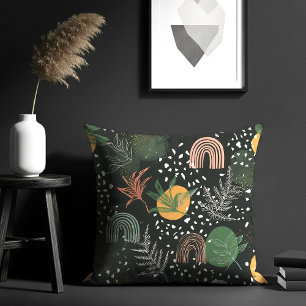 Modern Abstract Terrazzo & Botanical Collage  Cushion