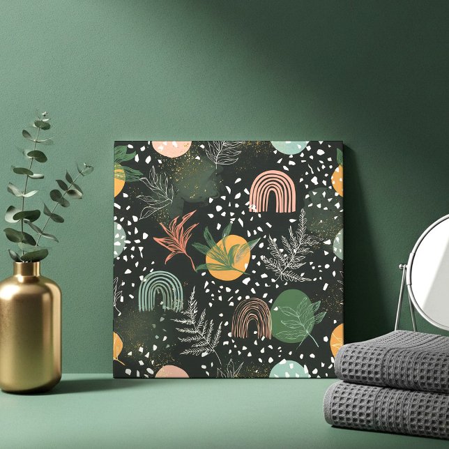 Modern Abstract Terrazzo & Botanical Collage  Tile (Creator Uploaded)