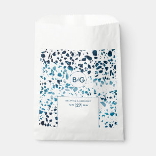 Modern Abstract Terrazzo Mosaic Blue Wedding Favour Bags