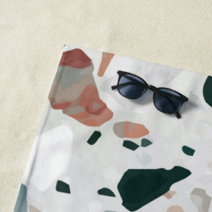 Modern Abstract Terrazzo Pattern Beach Towel