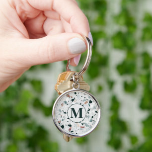 Modern Abstract Terrazzo Pattern Key Ring