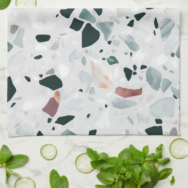 Modern Abstract Terrazzo Pattern Tea Towel (Folded)