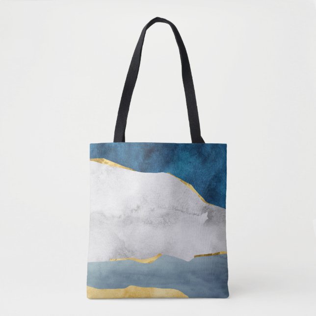 Modern Abstract Tote Bag with Gold Accents (Front)