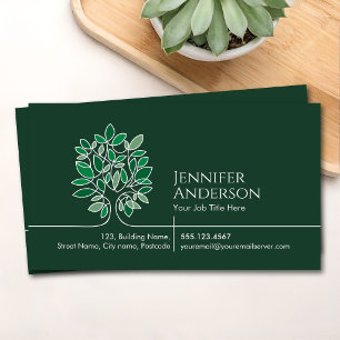 Modern Abstract Tree Line Art Business Card