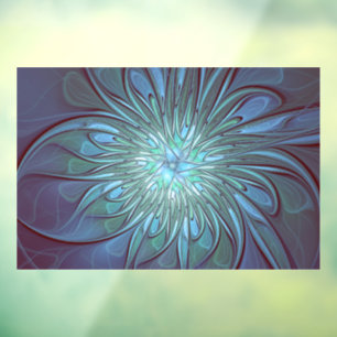 Modern Abstract Trendy Blue Flower Fractal Art