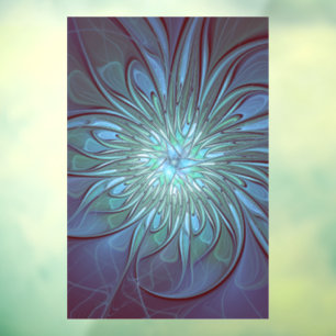 Modern Abstract Trendy Blue Flower Fractal Art