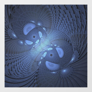Modern Abstract Trendy Dusk Blue Fractal Art