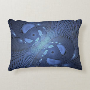 Modern Abstract Trendy Dusk Blue Fractal Art Decorative Cushion