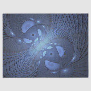 Modern Abstract Trendy Dusk Blue Fractal Art Tissue Paper