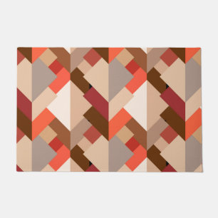 Modern Abstract Triangles, Brown, Taupe and Orange Doormat