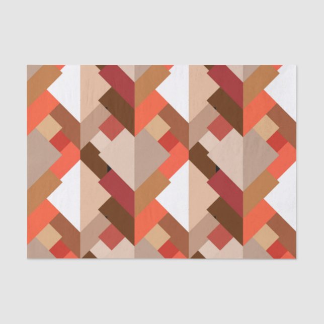 Modern Abstract Triangles, Brown, Taupe and Orange Tissue Paper (Front)