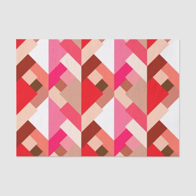 Modern Abstract Triangles, Coral Red and Pink Tissue Paper (Front)