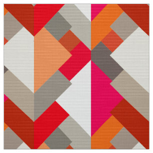 Modern Abstract Triangles, Orange, Fuchsia, and Gr Fabric