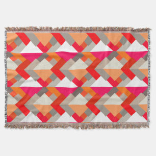 Modern Abstract Triangles, Orange, Fuchsia, and Gr Throw Blanket