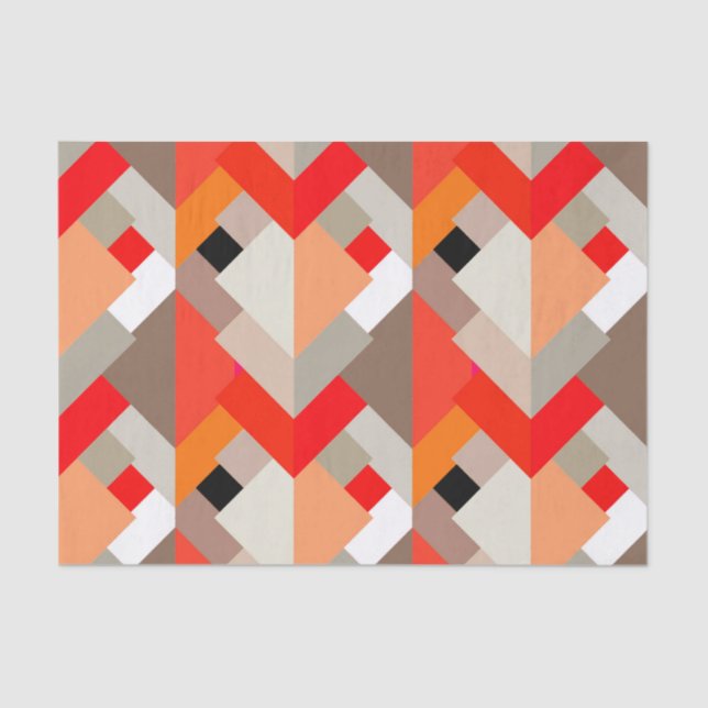 Modern Abstract Triangles, Orange, Red, & Grey Tissue Paper (Front)