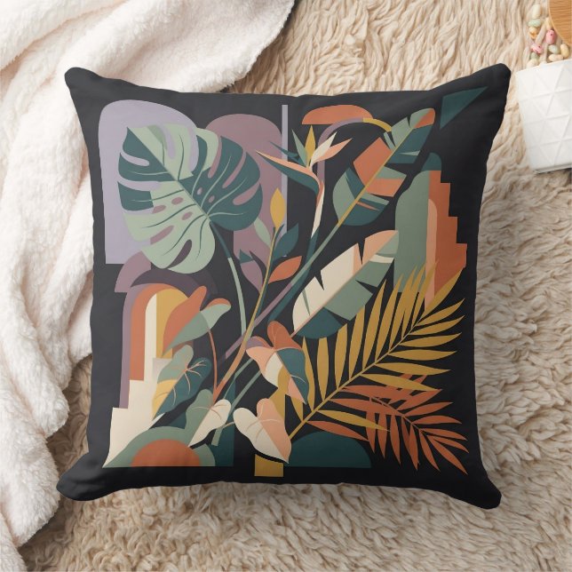 Modern Abstract Tropical Botanical and Architectur Cushion (Blanket)