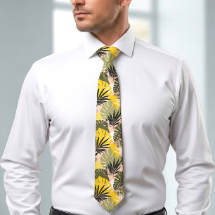 Modern Abstract Tropical Leaves & Polka Dots  Tie